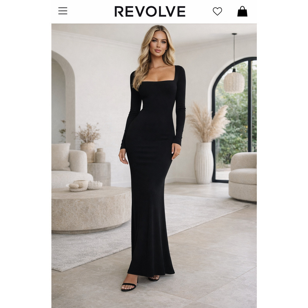 NWT Lovers and Friends Bodycon Dress XS Longsleeve Maxi Zip Side Slit Cocktail